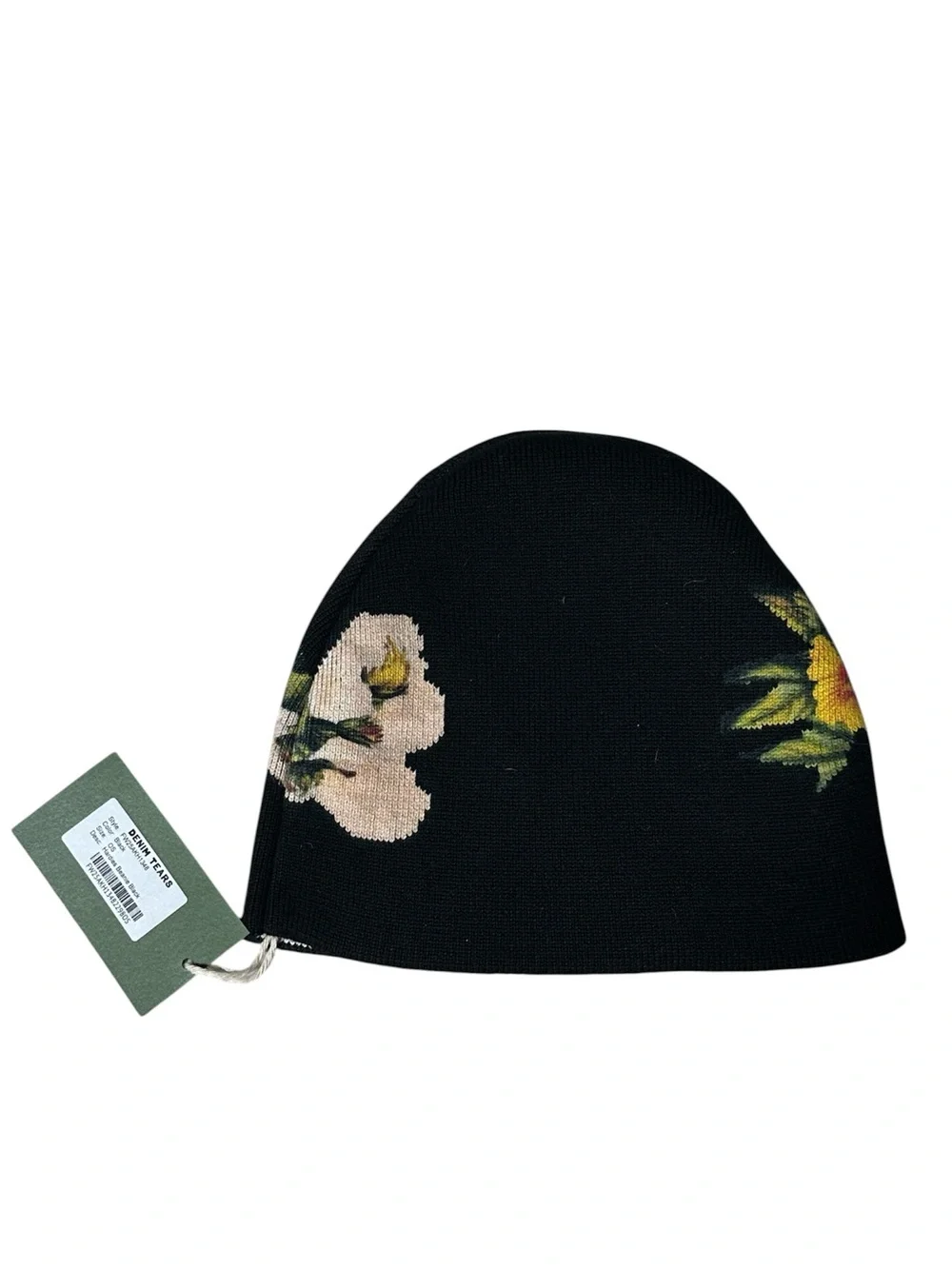 NWT Denim Tears x Hardies NYC Rhinestone Floral Knit Beanie Black OS